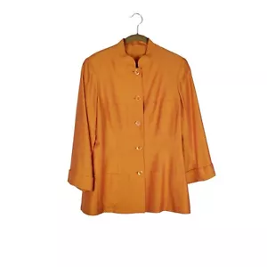 Kenzo Studio Longline Blazer Orange Mandarin Collar 3/4 Sleeve Womens Size 12 - Picture 1 of 5