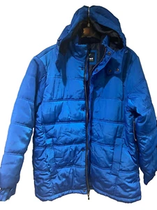 Men's Outwear Winter parka Quilted Rain Washable Hooded blue Jacket Coat  size L - Picture 1 of 12