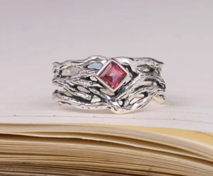 Pink Tourmaline Ring 925 Sterling Silver Ring Women Ring Engagement Gift Ring - Picture 1 of 5