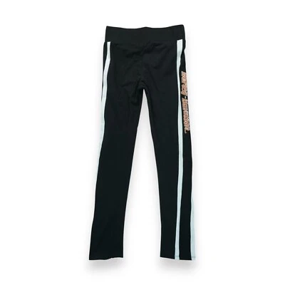 Harley Davidson Motorcycle Sweatpants Womens S/M Black Striped PullOn Rhinestone - Image 1 of 4