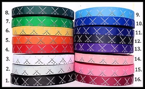 3yds 7/8" Field Hockey Sticks & Ball 17 Ribbon Colors Grosgrain Ribbon - Picture 1 of 1