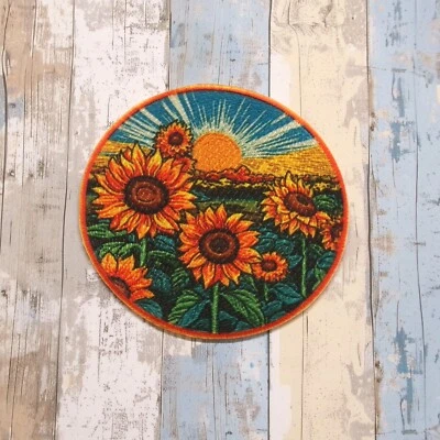 BLUE HERON DESIGNS Sunflower Patch Iron-on Applique Decorative Nature Badge Flower Bloom Gardening