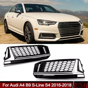 Parachoques delantero cromado + negro parrilla antiniebla para Audi A4 B9 S-Line S4 2016-18 - Imagen 1 de 14