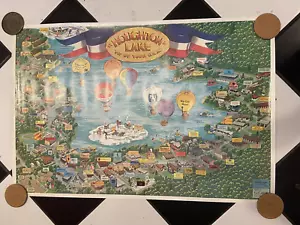 VINTAGE 1988 HOUGHTON LAKE MI. TIP UP TOWN LARGE POSTER DEFUNCT BUSINESSES - Picture 1 of 19
