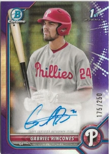 2022 Bowman Draft Chrome Gabriel Rincones Purple Refractor Auto RC 175/250 - Picture 1 of 1