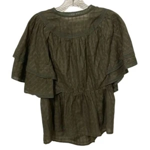Versona olivgrün Boho Bluse Top Damen Größe M NEU Baumwolle Freizeit Spitze - Bild 1 von 12