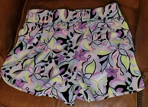 Avia Womens LG 12-14 Running Shorts Brief Liner Zip Pocket Stretch Floral NWT - Picture 1 of 8