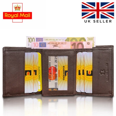 Men's Soft Real Leather RFID Blocking Wallet Trifold Credit Card Holder Purse - Image 1 of 4