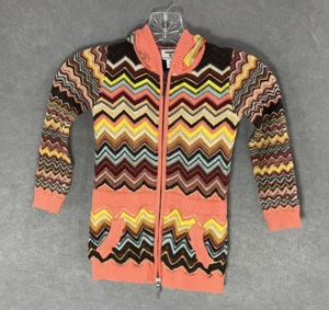 Missoni for Target Girls Cardigan Long Zig Zag Size 4T Hood Zip Up Colorful - Picture 1 of 10