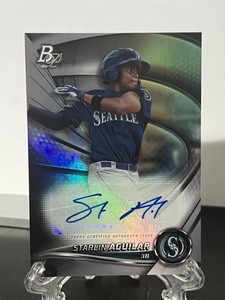 Starlin Aguilar 2022 Bowman Platinum Top Prospects Auto #TOP-67 Mariners Card