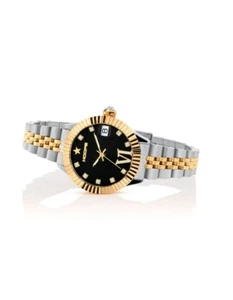 HOOPS Nuevo Lujo Diamantes 2 Bicolor Metal 2654LD-SG01-78 Negro Reloj - Imagen 1 de 1