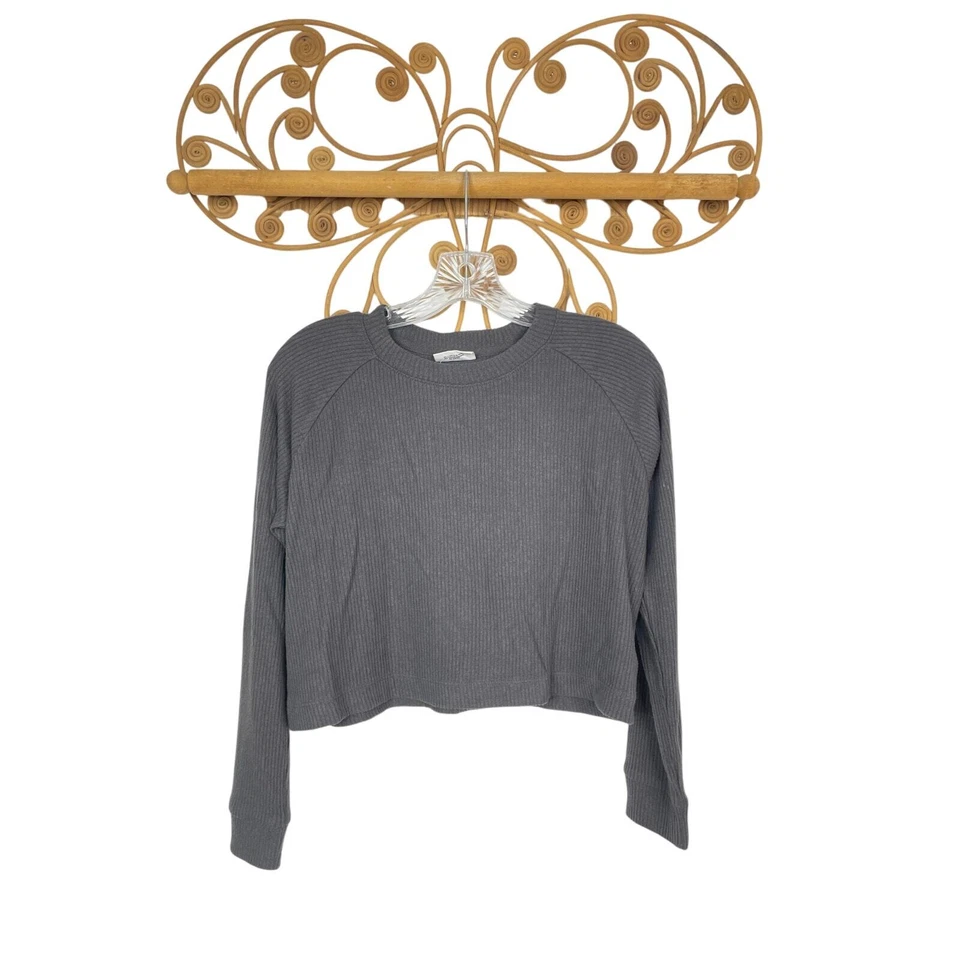 NEW Gap Teen gray soft ribbed long sleeve crop top girls 10 gray - Image 1 of 4