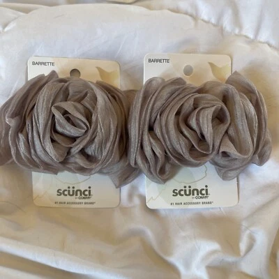 Scunci Chiffon Bow Barrette Clip, 2 Piece Silverish - Image 1 of 2