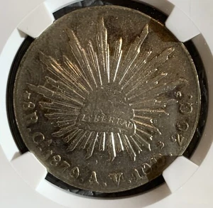 1879 CA AV MEXICO 8 REALES SILVER COIN XF - Picture 1 of 3