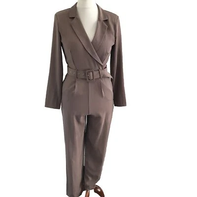 Overall Beige 36 Einteiler Business Jumpsuit Anzug Langarm Taupe - Bild 1 von 4