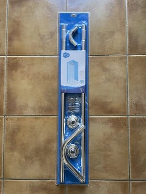 Bastone per tenda doccia universale angolare con aste 90 cm argento - Immagine 1 di 3
