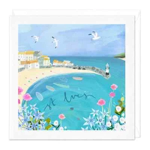 Whistlefish St Ives Harbour Travel Art Card Birthday Script Cornwall F041 - Picture 1 of 1