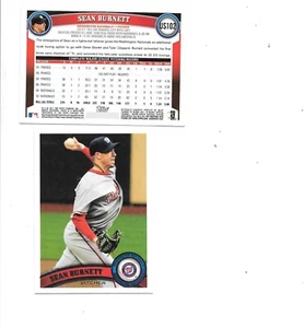 Sean Burnett 2011 Topps Update Series Baseball Card #US102 Nationals 2 card lot - Picture 1 of 1