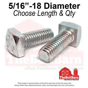5/16" Square Head Bolts Grade A307 Zinc Clear (Choose Length & Qty) - Picture 1 of 13
