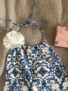 Badeanzug in schönem Porzellanmuster mit Corsage, Köpfe drehen!  - Bild 1 von 3