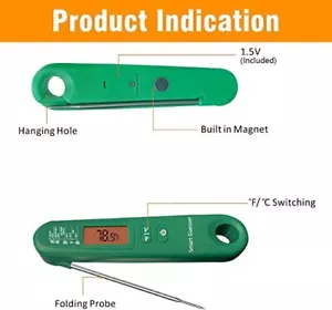 Instant Read Meat Thermometer Digital LCD Cooking BBQ Food Temperature Green 💖 - Picture 1 of 3