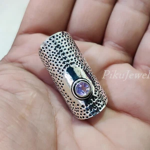 Lila Amethystschliff Edelstein 925 Sterling Silber Daumenring neueste Kunst Schmuck - Bild 1 von 7