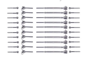 (10 Pack) Adjustable Stainless Steel Cable Railing Kits for Wood Posts For 1/8" - Picture 1 of 4