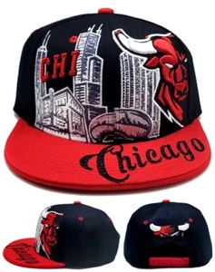 Chicago New Leader Downtown Angry BullHead Bulls Black Red Era Snapback Hat Cap - Picture 1 of 8