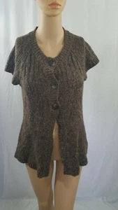 Charter Club Three Button Up Thick Short Sleeve Size Medium Sweater Winter Top - Picture 1 of 10