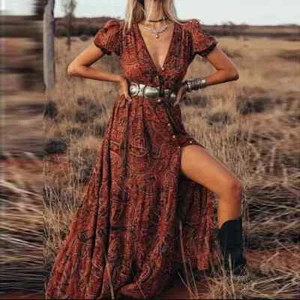 Damen braun/rot Boho Chic Maxikleid neu Größe S - Bild 1 von 10