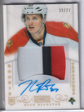 13-14 NATIONAL TREASURES ROOKIE AUTOGRAPH PATCH #192 NICK BJUGSTAD RC AUTO 25/27