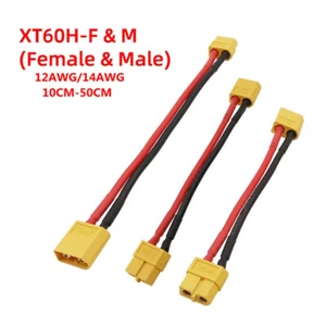 XT60 Plug Male to Female Connector Silicone Wire Cable 12AWG 14AWG For Lipo RC - Picture 1 of 21