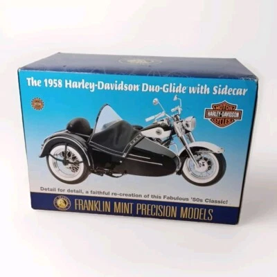FRANKLIN MINT 1958 HARLEY DAVIDSON DUO-GLIDE WITH SIDECAR New W/ Paperwork  - Image 1 of 4
