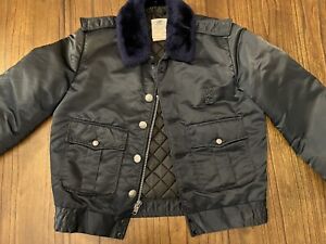 VTG Horace Small Tuffy ANR Jacket Mens 38L Blue Police Bomber Quilted Fur Collar