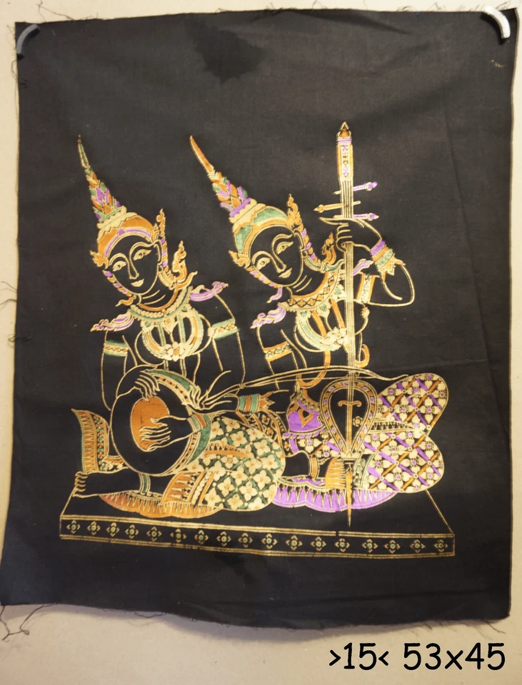 Musikanten Japanisches Textilbild Stoffbild Wanddeko  Textile - Bild 1 von 1