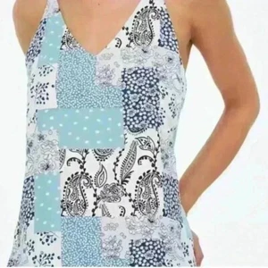 Cami Patchwork Madras Azul y Blanco Talla Pequeña Oficina Informal Trabajo Profesional - Imagen 1 de 5