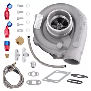 T3/T4 T04E .57 A/R UNIVERSAL TURB0CHARGER TURBO +OIL FEED AND RETURN LINE KIT - Picture 1 of 11