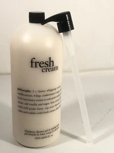 Philosophy Fresh Cream Shampoo Shower Gel Bubble Bath HUGE Bottle & Pumper 64oz - Picture 1 of 8