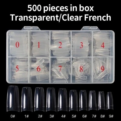 French Tips künstliche Nägel Transparent Nailart Nageltips in Box Klar 500 Stück - Bild 1 von 4