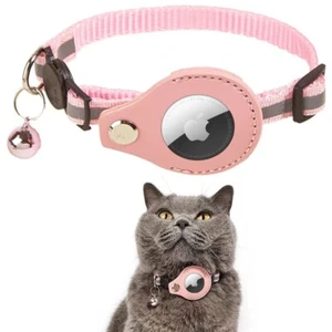 Adjustable Breakaway Cat Collar - Reflective Design with Airtag Holder (Pink) - Picture 1 of 7