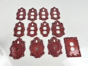 LOT /12 PIECES SWITCH PLATES OUTLET COVERS CERAMIC PORCELAIN MAUVE CAMEO GLOSS - Photo 1 sur 21