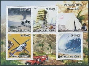 Sao Tome & Principe 2009 MNH Stamps Natural Disasters Helicopters Tsunami 4v M/S - Picture 1 of 1