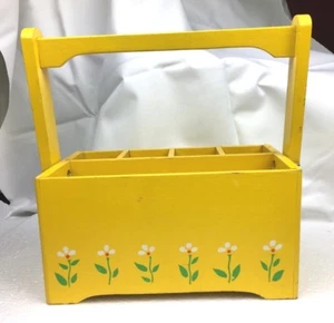Mid Century Modern DAISY Wood Desk Pen Holder Vintage organizer silverware - Picture 1 of 10