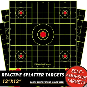 10 Pacs 12'' Burst Bullseye adhesive splatter targets adjust your gun sight - Picture 1 of 5