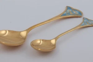 R&B Robbe&Berking Jahreslöffel 1990 Vögel groß + klein 94gr. 925er verg. 1053 - Bild 1 von 4