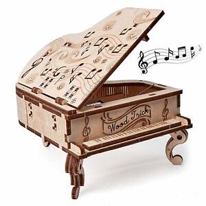 Wood Trick Grand Piano Music Box Mechanical Wooden 3D Puzzle DIY Kit Set Gift