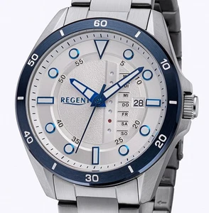 Regent Steel DAY-DATE BA632 Seiko-Werk Herrenuhr 44 mm - 10 ATM WR UVP 99,00 EUR - Picture 1 of 3