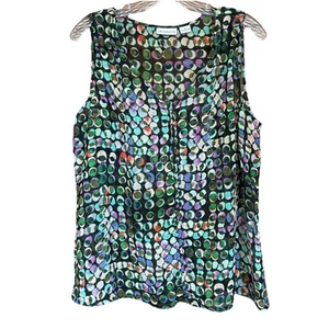 Liz Claiborne Women’s L Multi Color Abstract Artsy Watercolor Sleeveless Blouse - Picture 1 of 8
