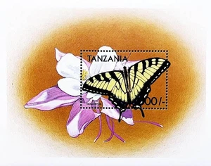 TANZANIA 1999 FLORES Y MARIPOSAS S/S MNH ** INSECTOS - Imagen 1 de 1