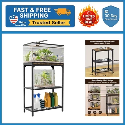 Robusto soporte de acuario de 3 niveles para tanques de 5-20 galones - Elegante y duradero Foto 1 de 4